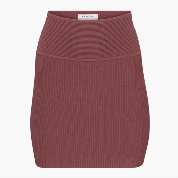 Aritzia Babaton Sundried Red Sculpt Knit Mini Skirt -Size XXS - Picture 7 of 9
